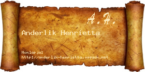 Anderlik Henrietta névjegykártya